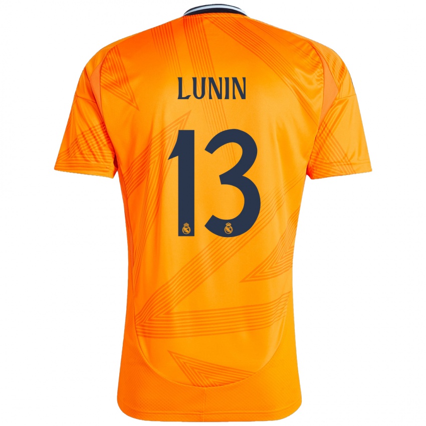 Kinder Andriy Lunin #13 Orange Auswärtstrikot Trikot 2024/25 T-Shirt