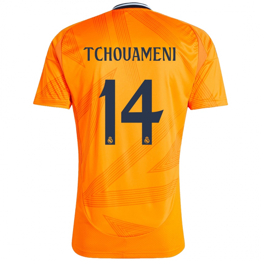 Kinder Aurelien Tchouameni #14 Orange Auswärtstrikot Trikot 2024/25 T-Shirt