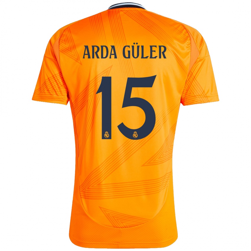 Kinder Arda Güler #15 Orange Auswärtstrikot Trikot 2024/25 T-Shirt