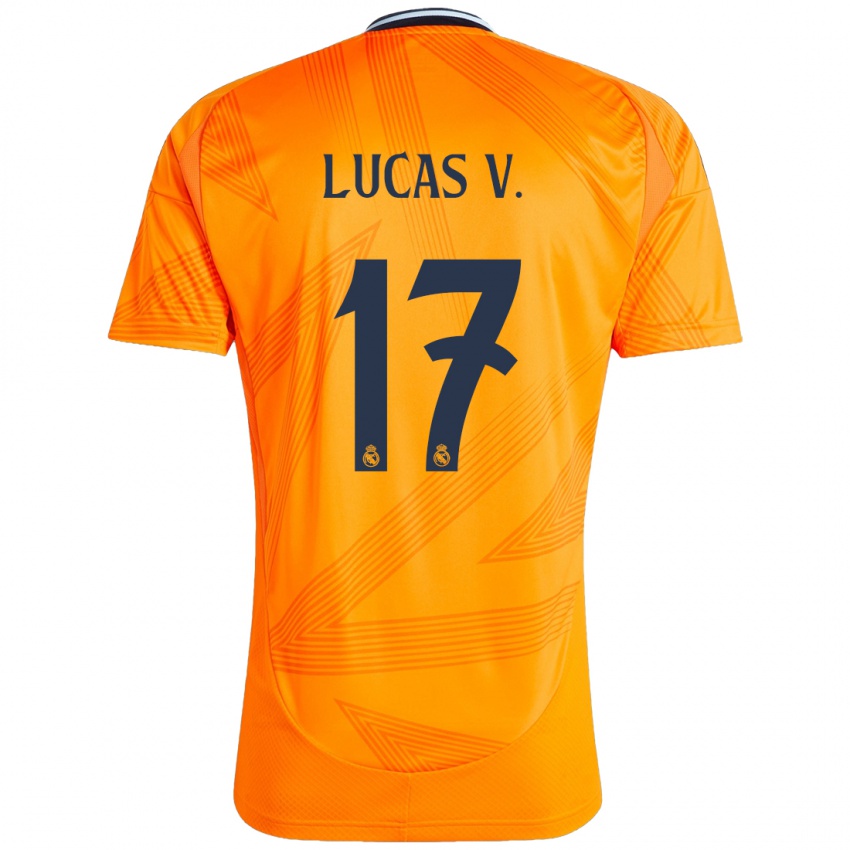 Kinder Lucas Vazquez #17 Orange Auswärtstrikot Trikot 2024/25 T-Shirt