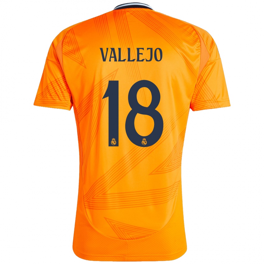 Kinder Jesus Vallejo #18 Orange Auswärtstrikot Trikot 2024/25 T-Shirt