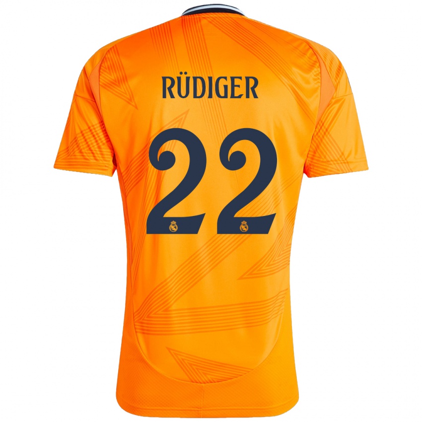 Kinder Antonio Rüdiger #22 Orange Auswärtstrikot Trikot 2024/25 T-Shirt