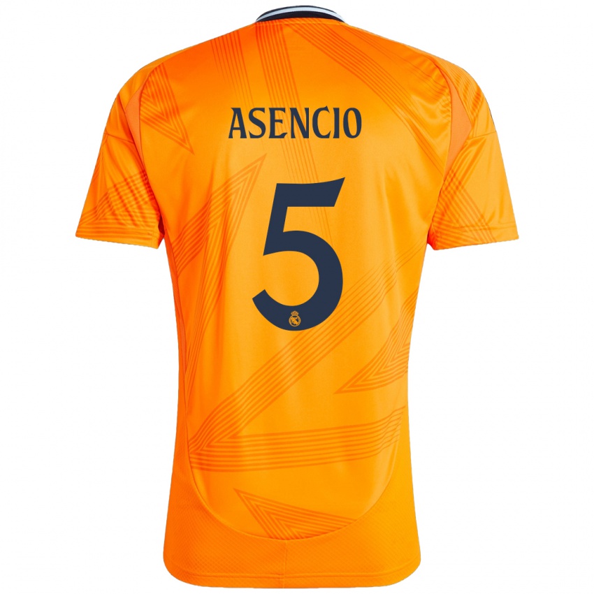 Kinder Raul Asencio #5 Orange Auswärtstrikot Trikot 2024/25 T-Shirt