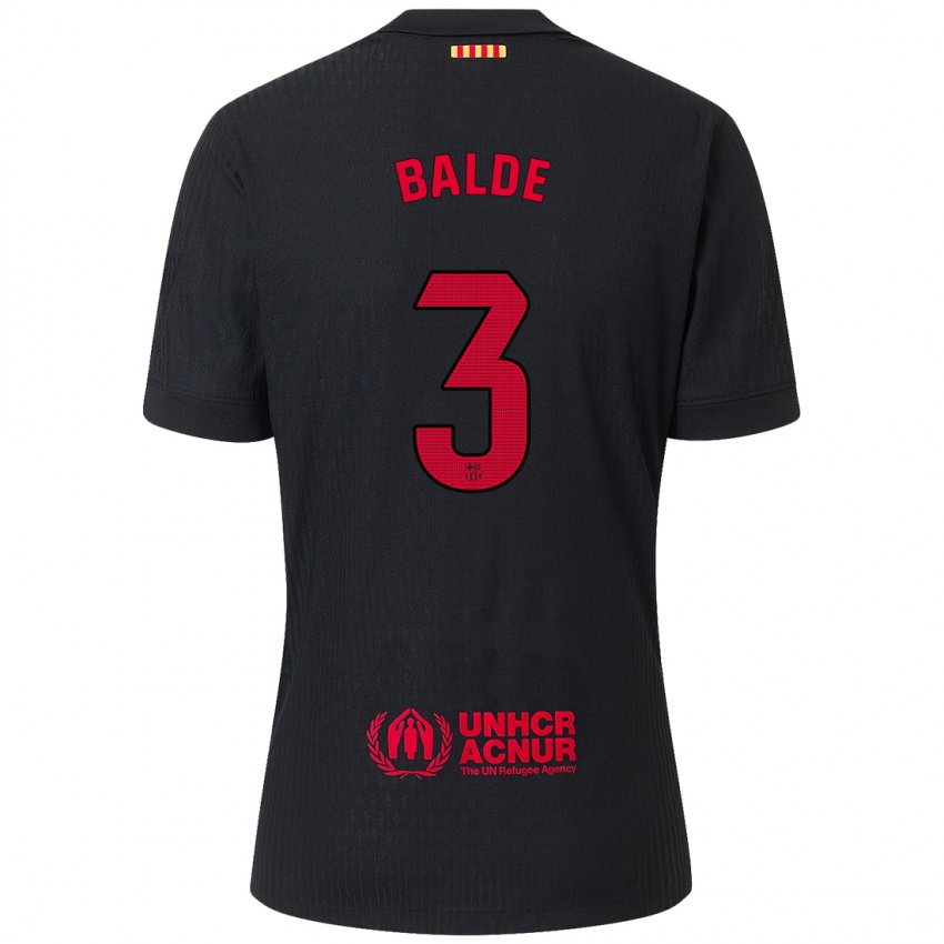 Kinder Alejandro Balde #3 Schwarz Rot Auswärtstrikot Trikot 2024/25 T-Shirt