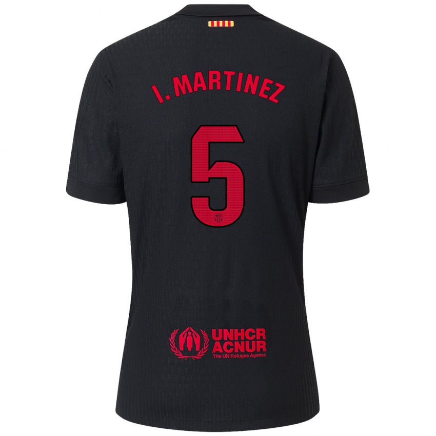 Kinder Iñigo Martínez #5 Schwarz Rot Auswärtstrikot Trikot 2024/25 T-Shirt