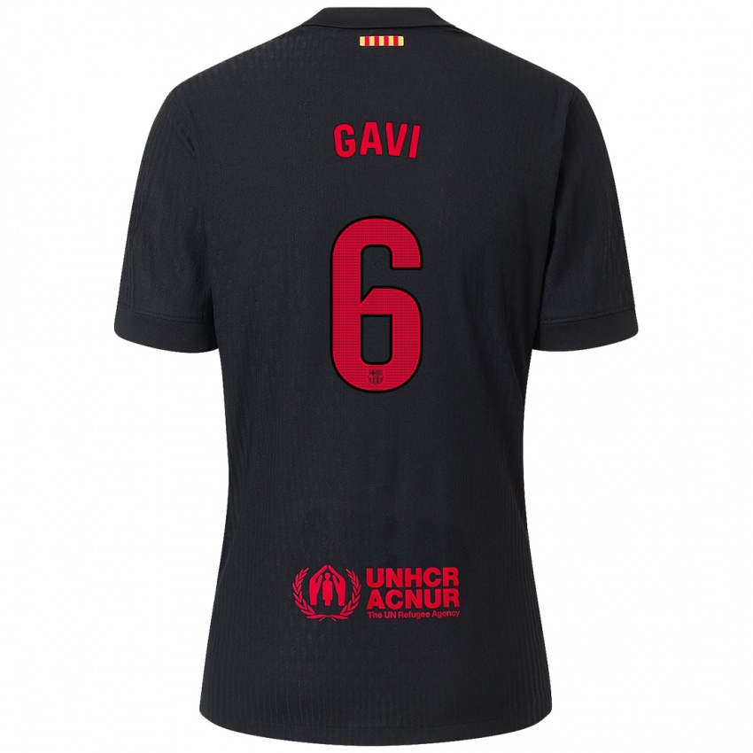 Kinder Gavi #6 Schwarz Rot Auswärtstrikot Trikot 2024/25 T-Shirt