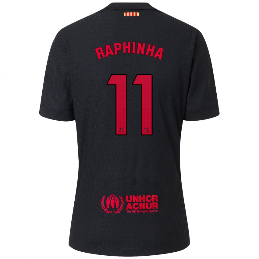 Kinder Raphinha #11 Schwarz Rot Auswärtstrikot Trikot 2024/25 T-Shirt