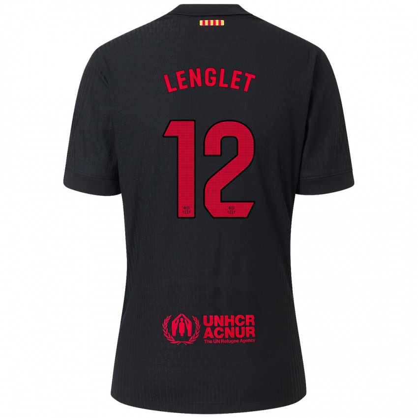 Kinder Clement Lenglet #12 Schwarz Rot Auswärtstrikot Trikot 2024/25 T-Shirt