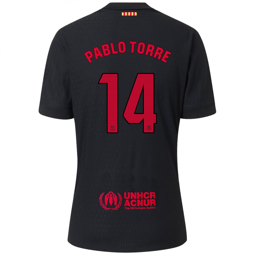 Kinder Pablo Torre #14 Schwarz Rot Auswärtstrikot Trikot 2024/25 T-Shirt