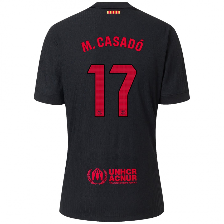 Kinder Marc Casado #17 Schwarz Rot Auswärtstrikot Trikot 2024/25 T-Shirt