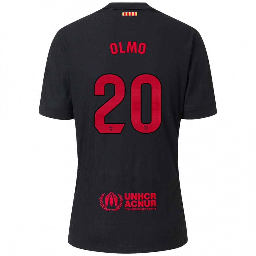 Kinder Dani Olmo #20 Schwarz Rot Auswärtstrikot Trikot 2024/25 T-Shirt