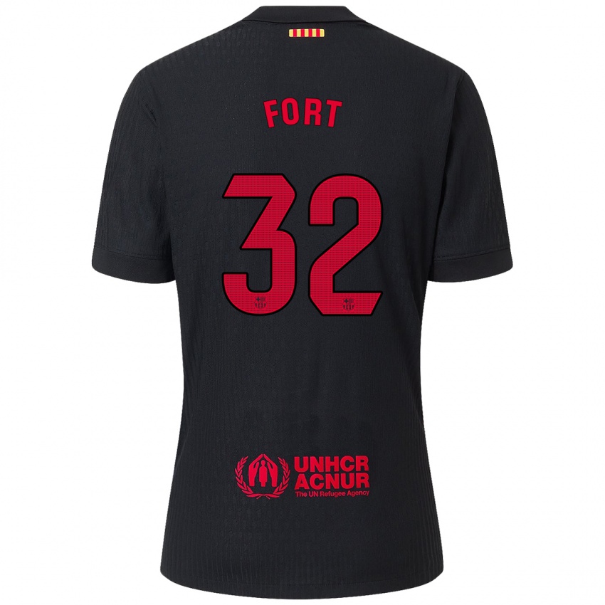 Kinder Héctor Fort #32 Schwarz Rot Auswärtstrikot Trikot 2024/25 T-Shirt