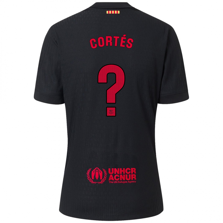 Kinder Álvaro Cortés #0 Schwarz Rot Auswärtstrikot Trikot 2024/25 T-Shirt