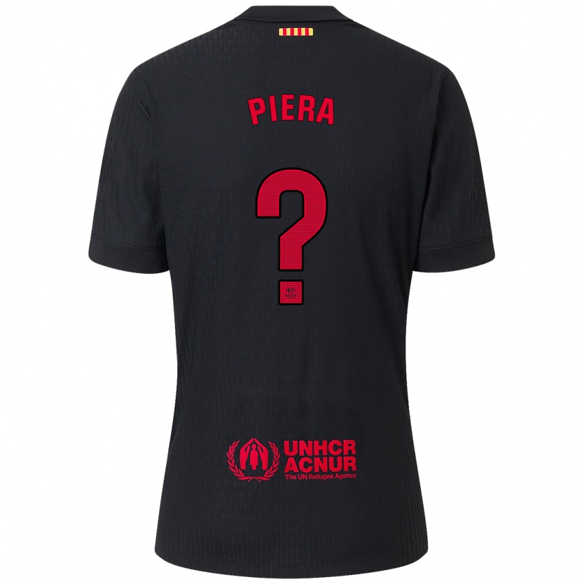 Kinder Juan Piera #0 Schwarz Rot Auswärtstrikot Trikot 2024/25 T-Shirt