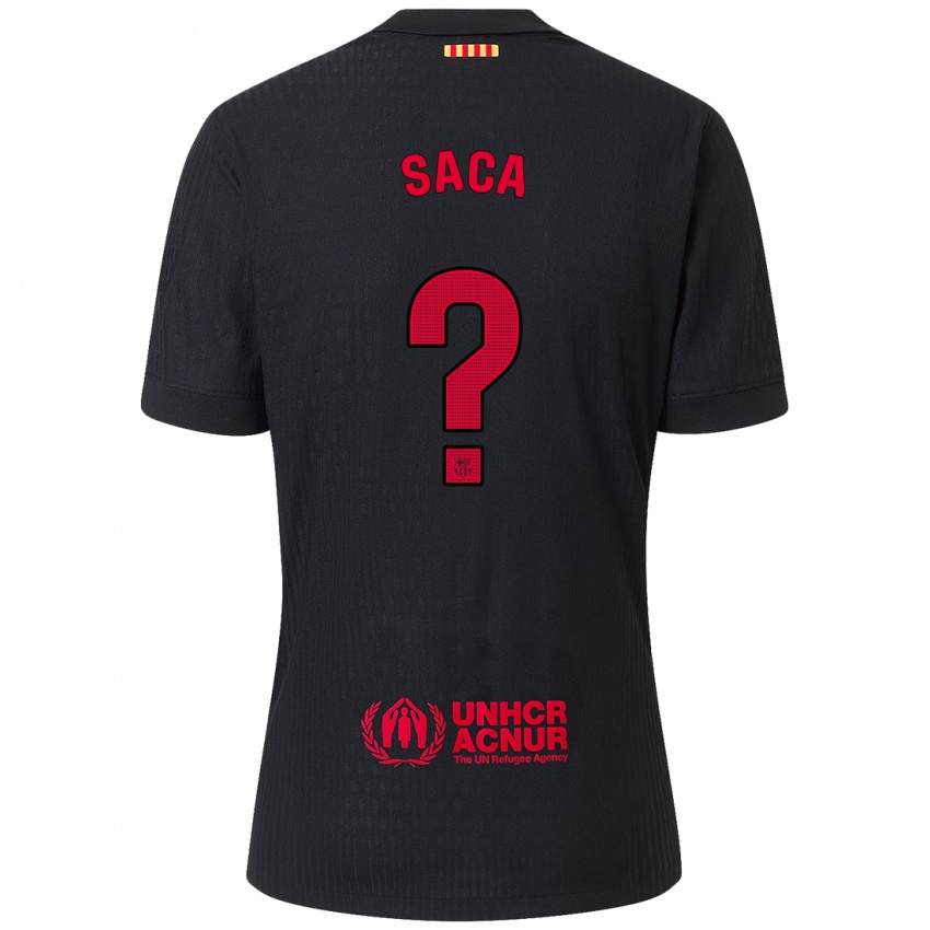 Kinder Leo Saca #0 Schwarz Rot Auswärtstrikot Trikot 2024/25 T-Shirt