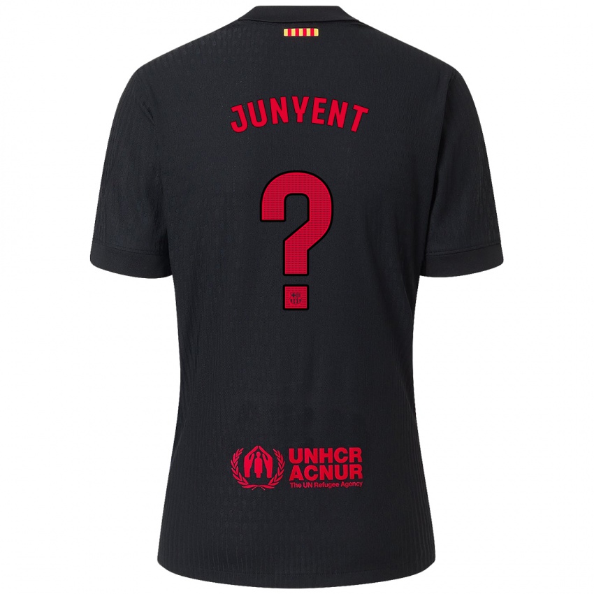 Kinder Quim Junyent #0 Schwarz Rot Auswärtstrikot Trikot 2024/25 T-Shirt