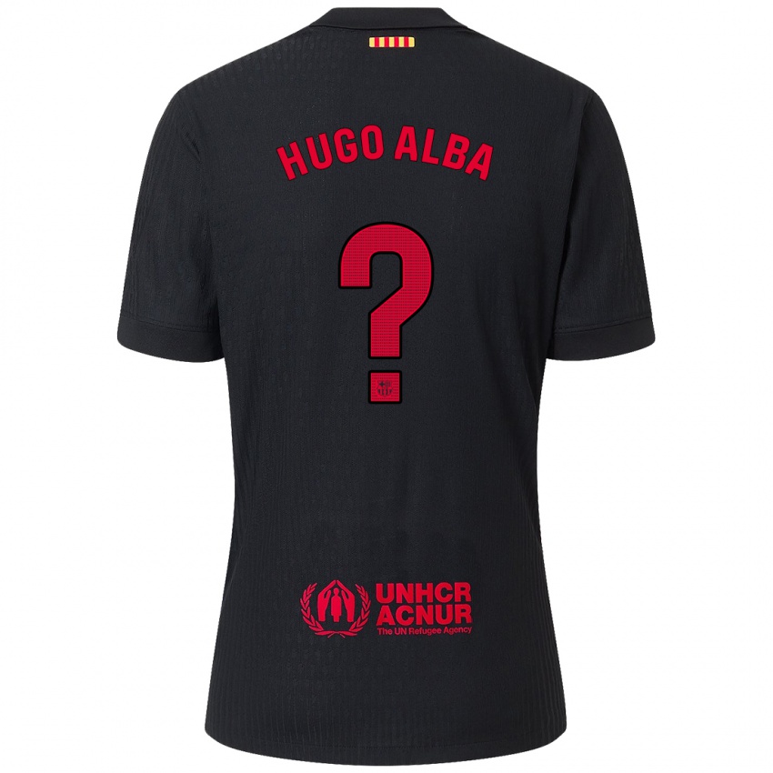 Kinder Hugo Alba #0 Schwarz Rot Auswärtstrikot Trikot 2024/25 T-Shirt