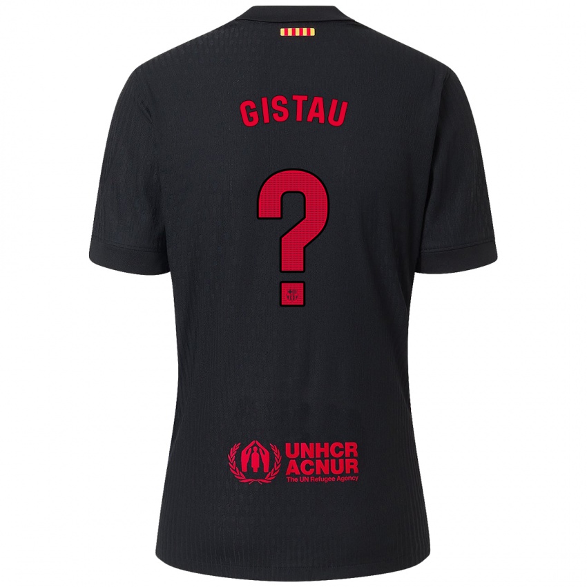 Kinder Òscar Gistau #0 Schwarz Rot Auswärtstrikot Trikot 2024/25 T-Shirt