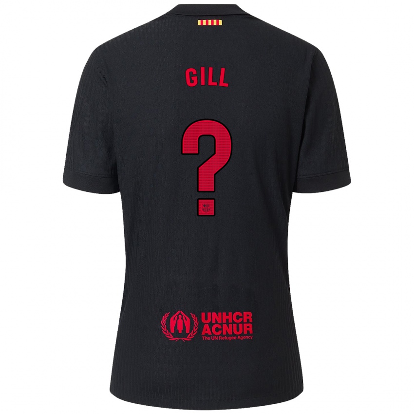 Kinder Adrian Gill #0 Schwarz Rot Auswärtstrikot Trikot 2024/25 T-Shirt