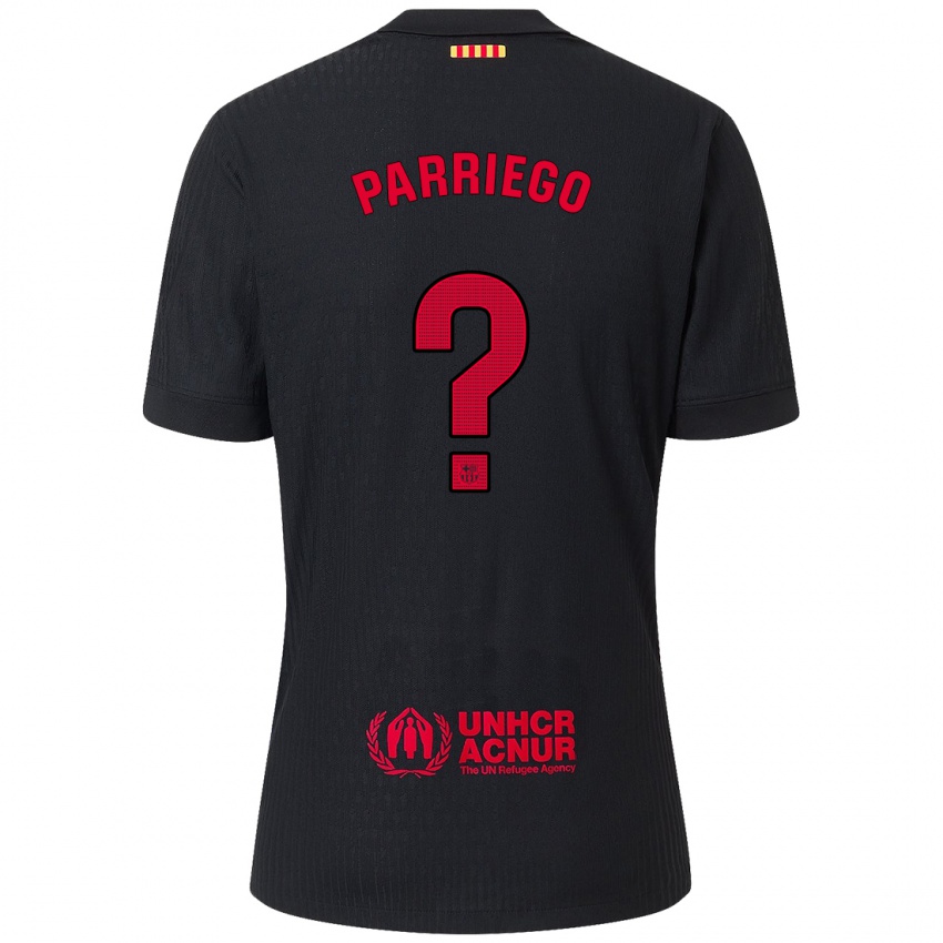 Kinder Marcos Parriego #0 Schwarz Rot Auswärtstrikot Trikot 2024/25 T-Shirt