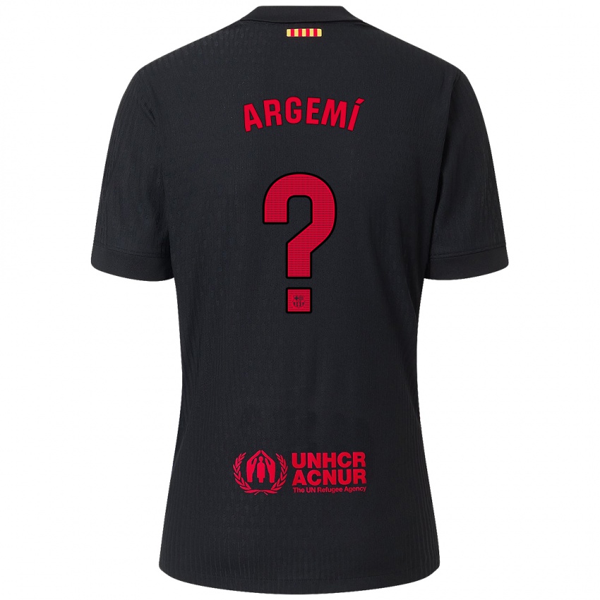 Kinder Adam Argemí #0 Schwarz Rot Auswärtstrikot Trikot 2024/25 T-Shirt