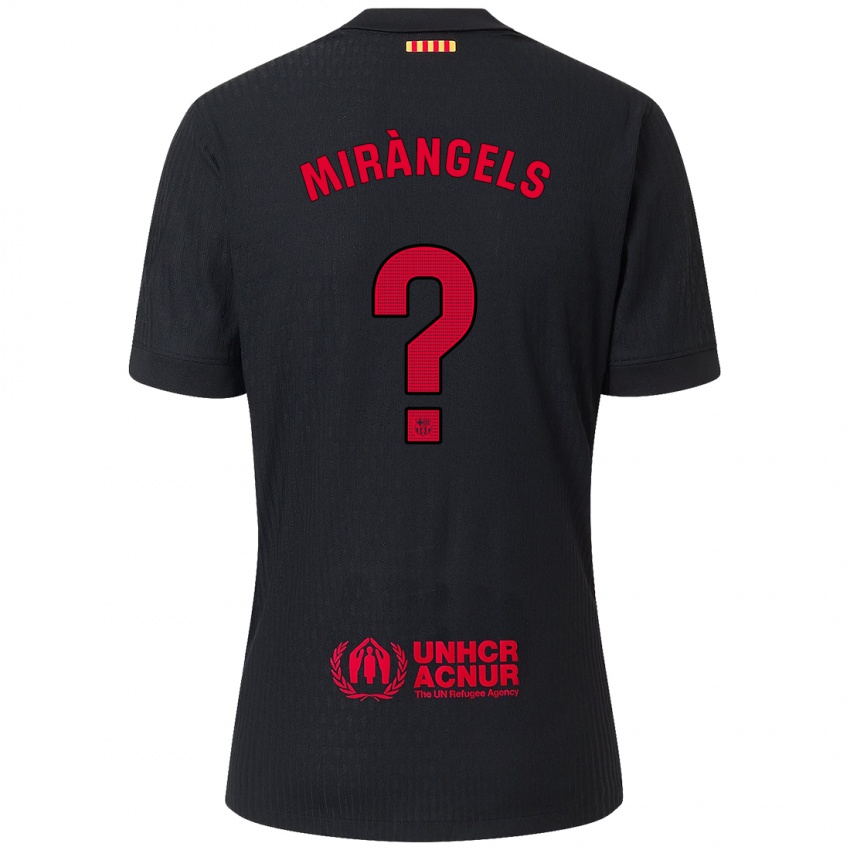 Kinder Xavi Miràngels #0 Schwarz Rot Auswärtstrikot Trikot 2024/25 T-Shirt