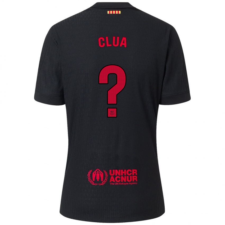 Kinder Genís Clua #0 Schwarz Rot Auswärtstrikot Trikot 2024/25 T-Shirt