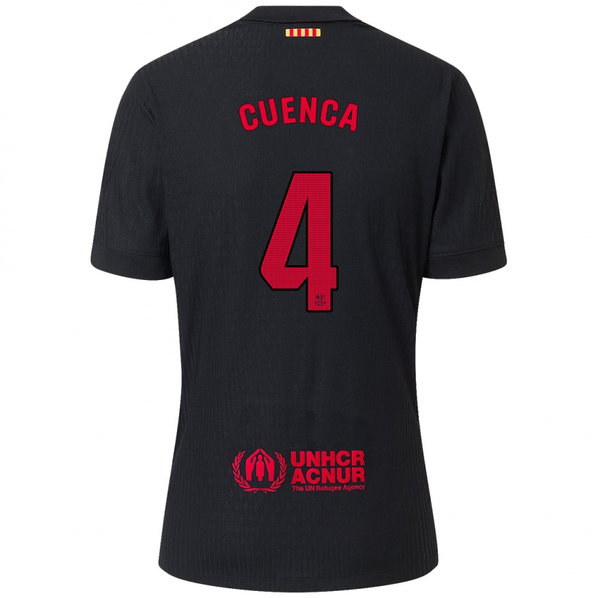 Kinder Andrés Cuenca #4 Schwarz Rot Auswärtstrikot Trikot 2024/25 T-Shirt