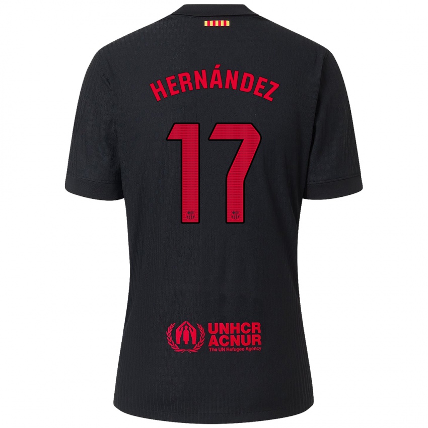 Kinder Juan Hernández #17 Schwarz Rot Auswärtstrikot Trikot 2024/25 T-Shirt