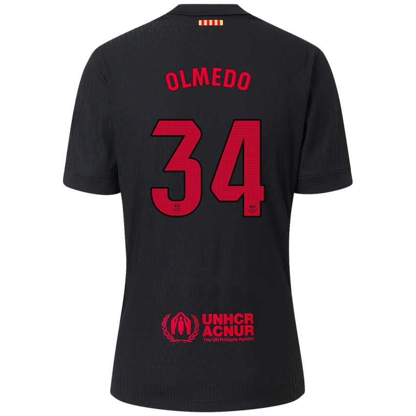 Kinder Alexis Olmedo #34 Schwarz Rot Auswärtstrikot Trikot 2024/25 T-Shirt