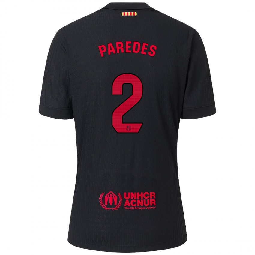 Kinder Irene Paredes #2 Schwarz Rot Auswärtstrikot Trikot 2024/25 T-Shirt