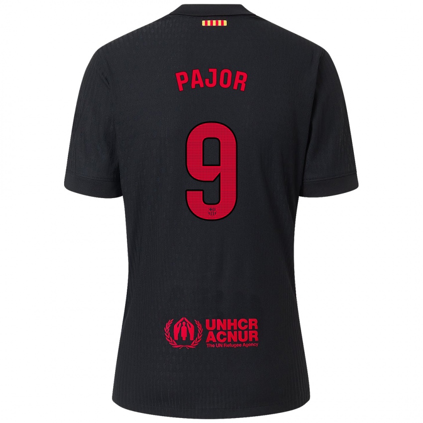 Kinder Ewa Pajor #9 Schwarz Rot Auswärtstrikot Trikot 2024/25 T-Shirt