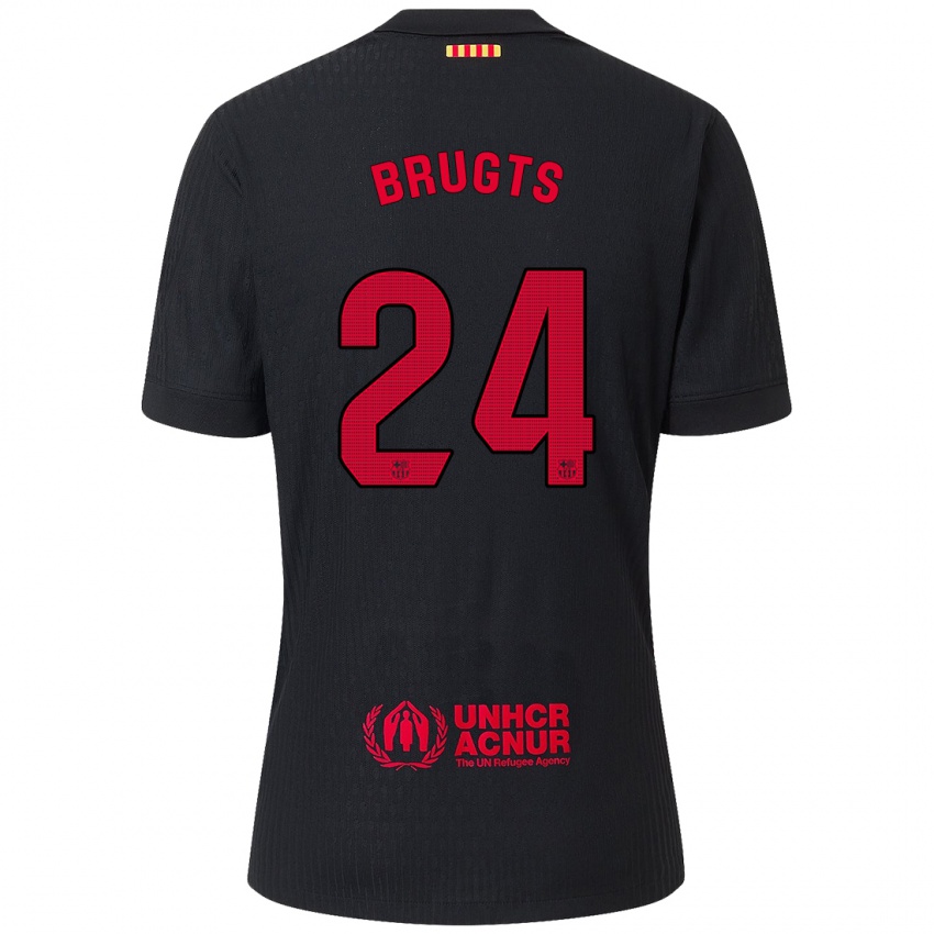 Kinder Esmee Brugts #24 Schwarz Rot Auswärtstrikot Trikot 2024/25 T-Shirt