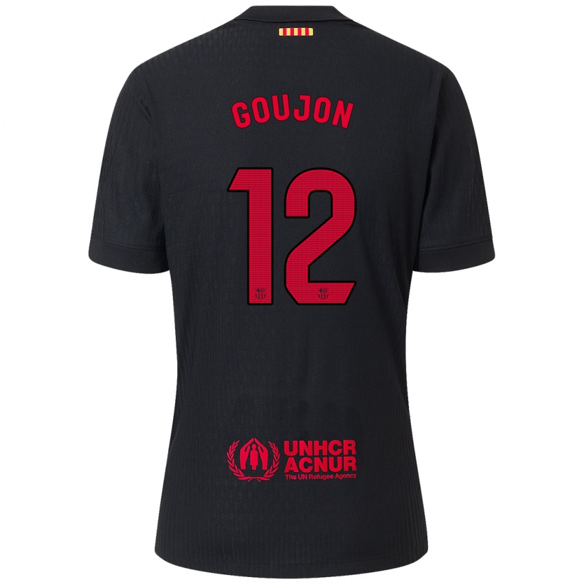 Kinder Iker Goujón #12 Schwarz Rot Auswärtstrikot Trikot 2024/25 T-Shirt