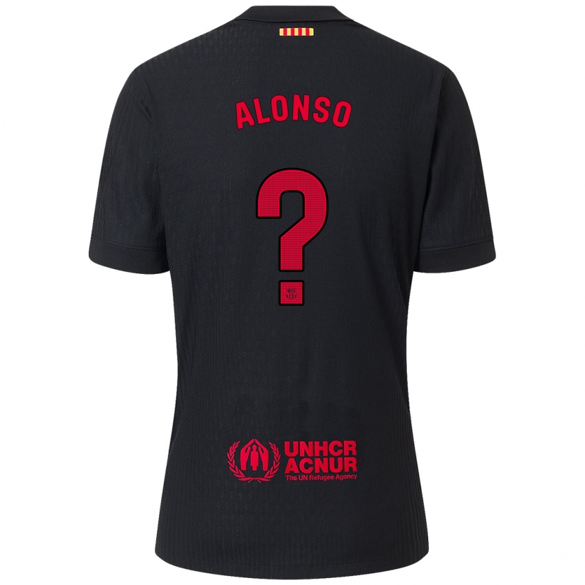 Kinder Aáron Alonso #0 Schwarz Rot Auswärtstrikot Trikot 2024/25 T-Shirt