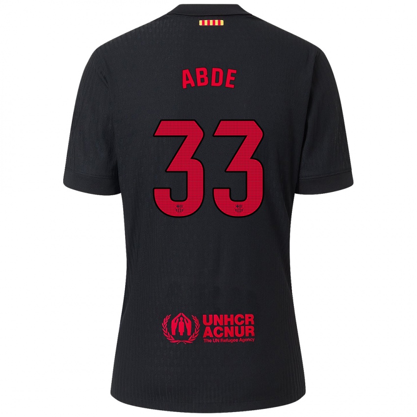 Kinder Ez Abde #33 Schwarz Rot Auswärtstrikot Trikot 2024/25 T-Shirt