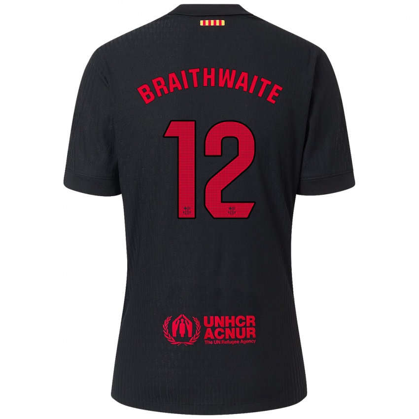 Kinder Martin Braithwaite #12 Schwarz Rot Auswärtstrikot Trikot 2024/25 T-Shirt