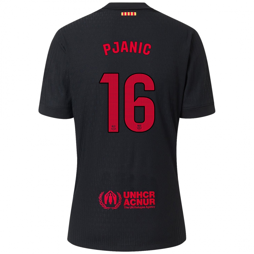 Kinder Miralem Pjanic #16 Schwarz Rot Auswärtstrikot Trikot 2024/25 T-Shirt