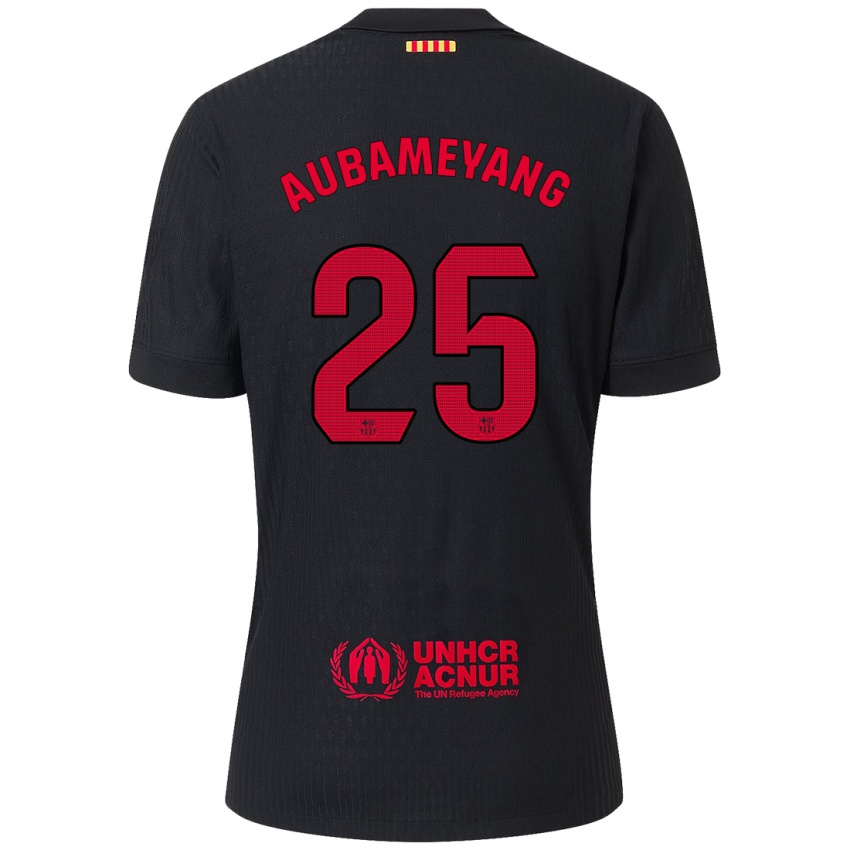 Kinder Pierre Emerick Aubameyang #25 Schwarz Rot Auswärtstrikot Trikot 2024/25 T-Shirt