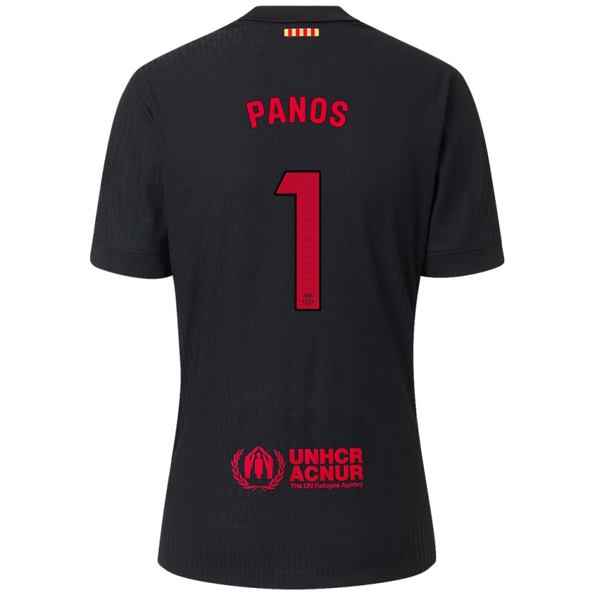 Kinder Sandra Panos #1 Schwarz Rot Auswärtstrikot Trikot 2024/25 T-Shirt