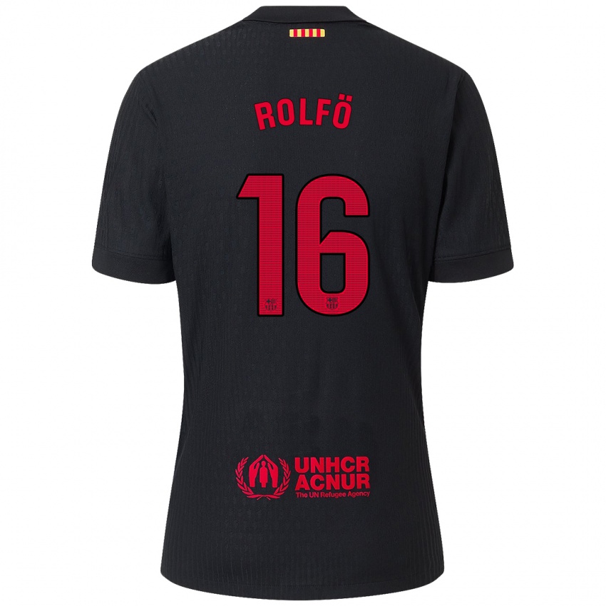 Kinder Fridolina Rolfo #16 Schwarz Rot Auswärtstrikot Trikot 2024/25 T-Shirt