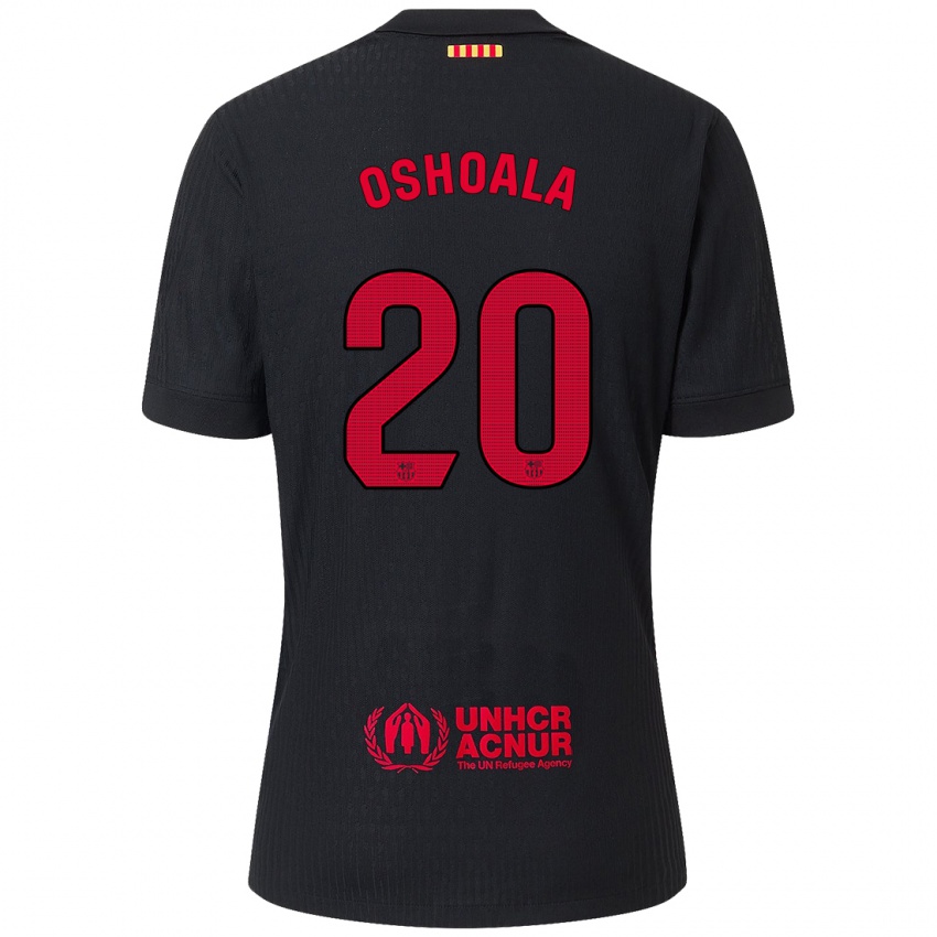 Kinder Asisat Oshoala #20 Schwarz Rot Auswärtstrikot Trikot 2024/25 T-Shirt