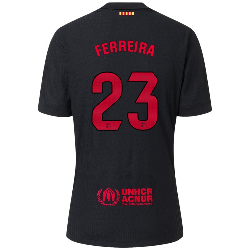 Kinder Geyse Ferreira #23 Schwarz Rot Auswärtstrikot Trikot 2024/25 T-Shirt