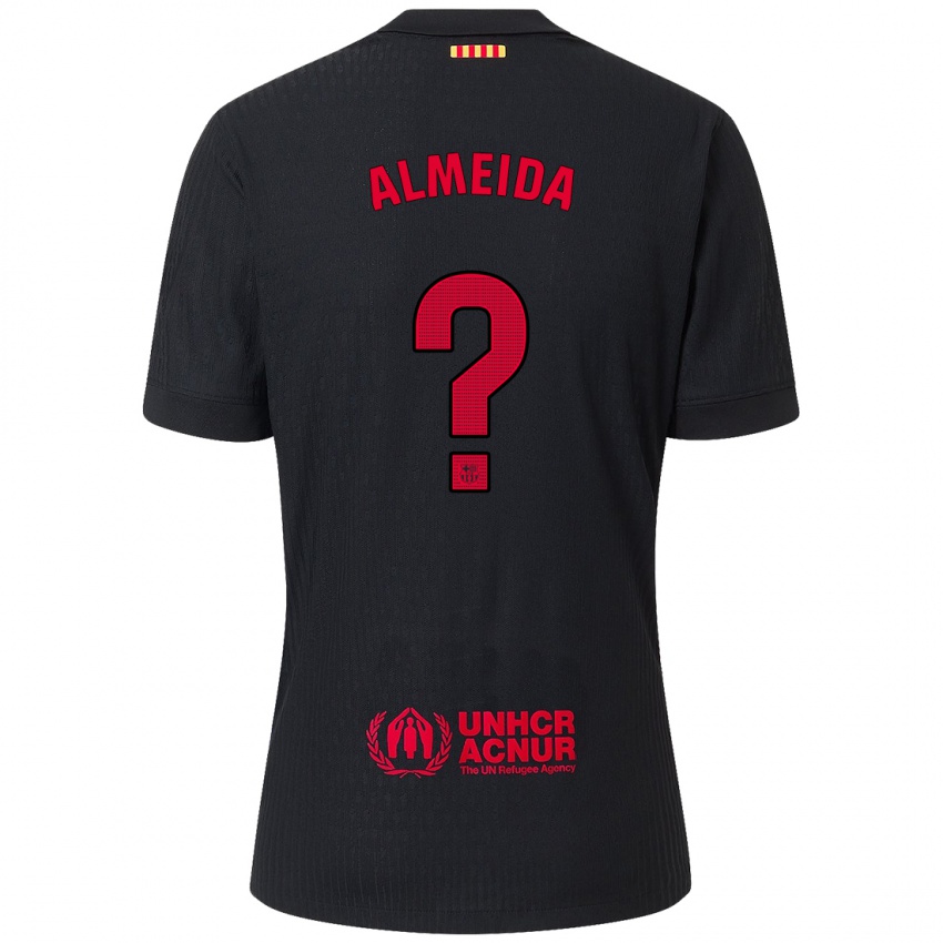 Kinder Diego Almeida #0 Schwarz Rot Auswärtstrikot Trikot 2024/25 T-Shirt