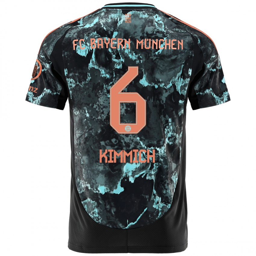 Kinder Joshua Kimmich #6 Schwarz Auswärtstrikot Trikot 2024/25 T-Shirt