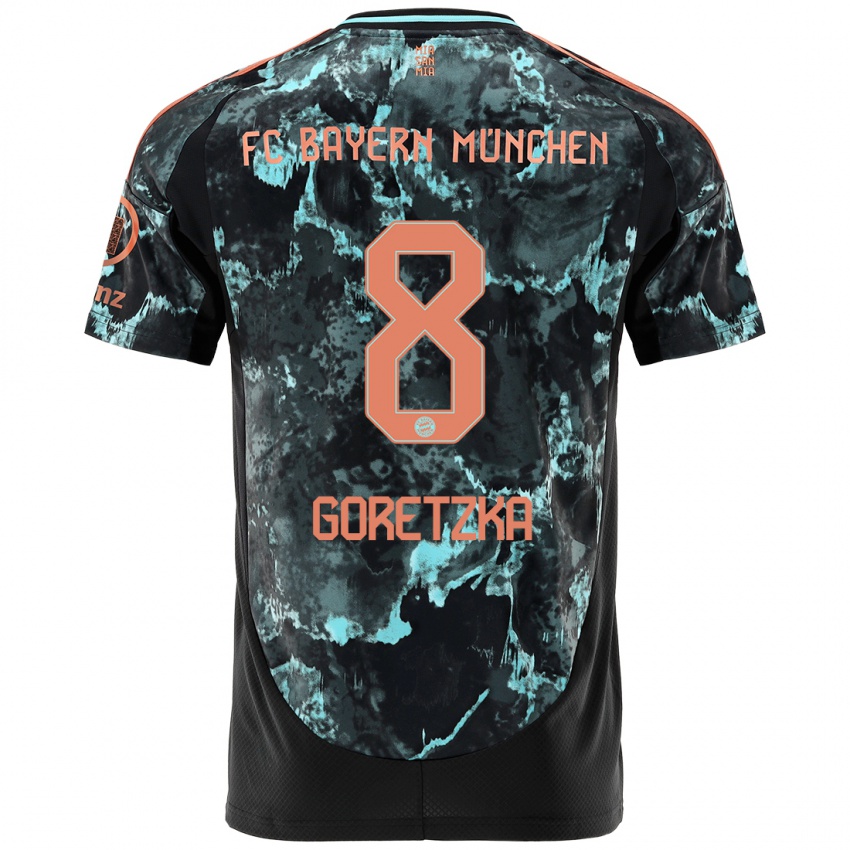 Kinder Leon Goretzka #8 Schwarz Auswärtstrikot Trikot 2024/25 T-Shirt