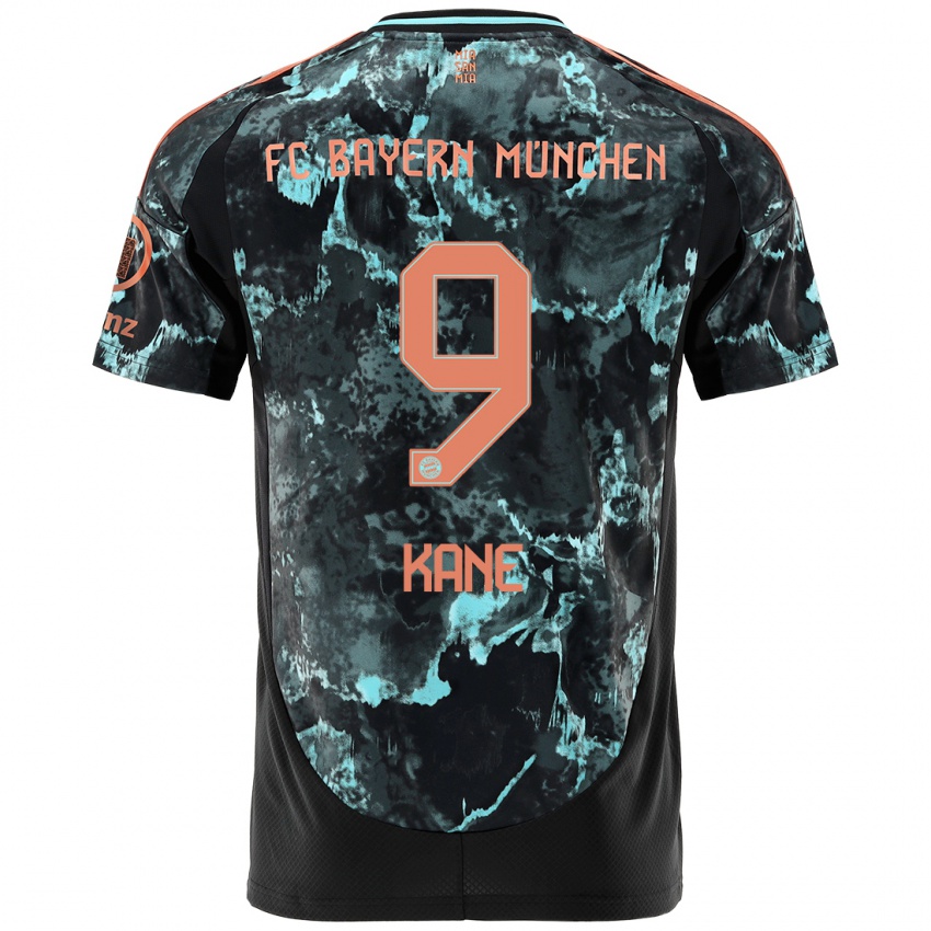 Kinder Harry Kane #9 Schwarz Auswärtstrikot Trikot 2024/25 T-Shirt