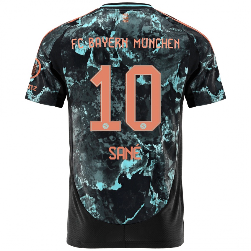 Kinder Leroy Sane #10 Schwarz Auswärtstrikot Trikot 2024/25 T-Shirt