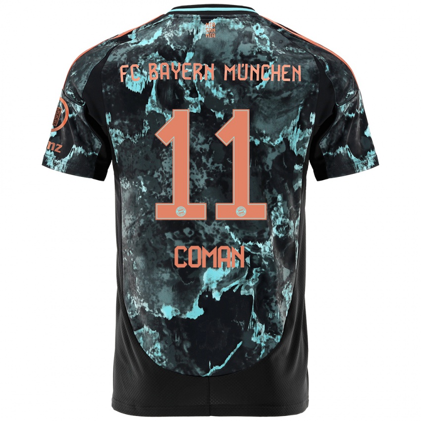 Kinder Kingsley Coman #11 Schwarz Auswärtstrikot Trikot 2024/25 T-Shirt