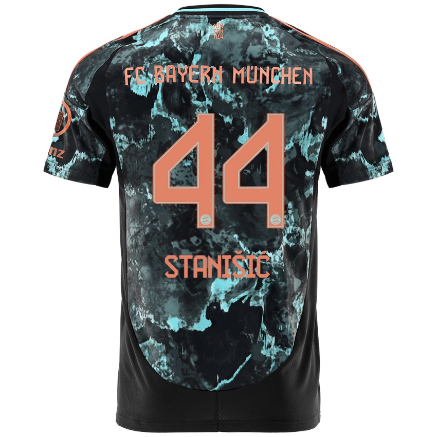 Kinder Josip Stanisic #44 Schwarz Auswärtstrikot Trikot 2024/25 T-Shirt